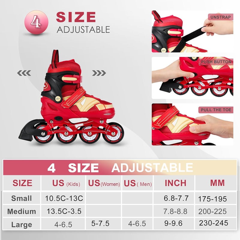 RunRRIn Adjustable Kids Inline Skates for Boys Girls with Full Light Up Wheels - Roller Skates for Kids Ages 6-12, Toddler Ages 3-5, Youth Women Beginners Outdoor Indoor - Image 2